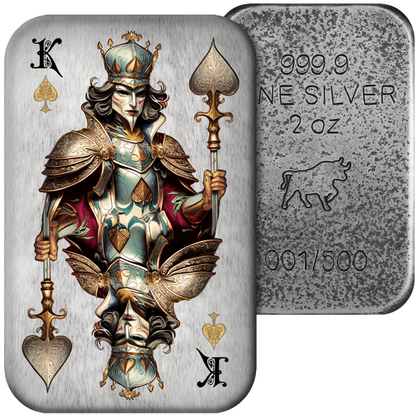 2024 Asturmint Poker Cards - King of Spades Cast 2 oz Silver Bar (Order by 05/29)