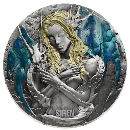 In Stock! 2025 Cameroon Seduction of the Sea Siren 2 oz Silver Coin (Antique)