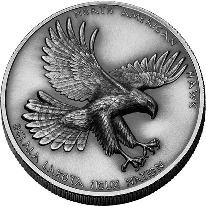 In Stock! 2025 Sioux Nation Black Hawk UHR Antiqued 1 oz Silver Coin (03/05)