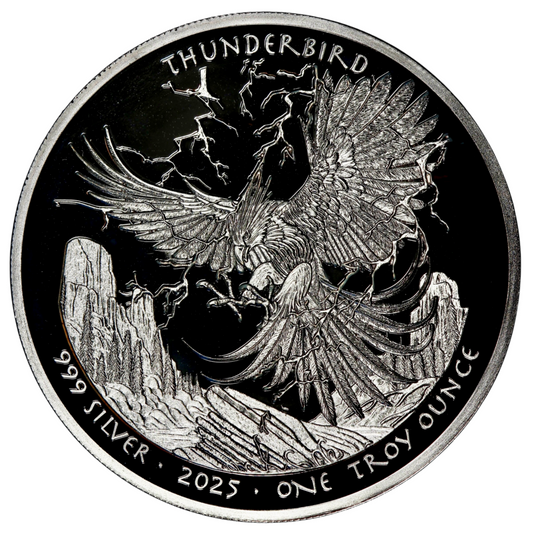 2025 Sioux Nation Thunderbird Black Proof 1 oz Silver Coin - Options: Original Mint Packaging
