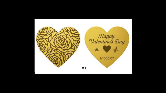In Stock! Happy Valentine's Day 1/1000 oz Shaped Gold in Card