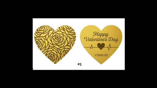 In Stock! Happy Valentine's Day 1/1000 oz Shaped Gold in Card