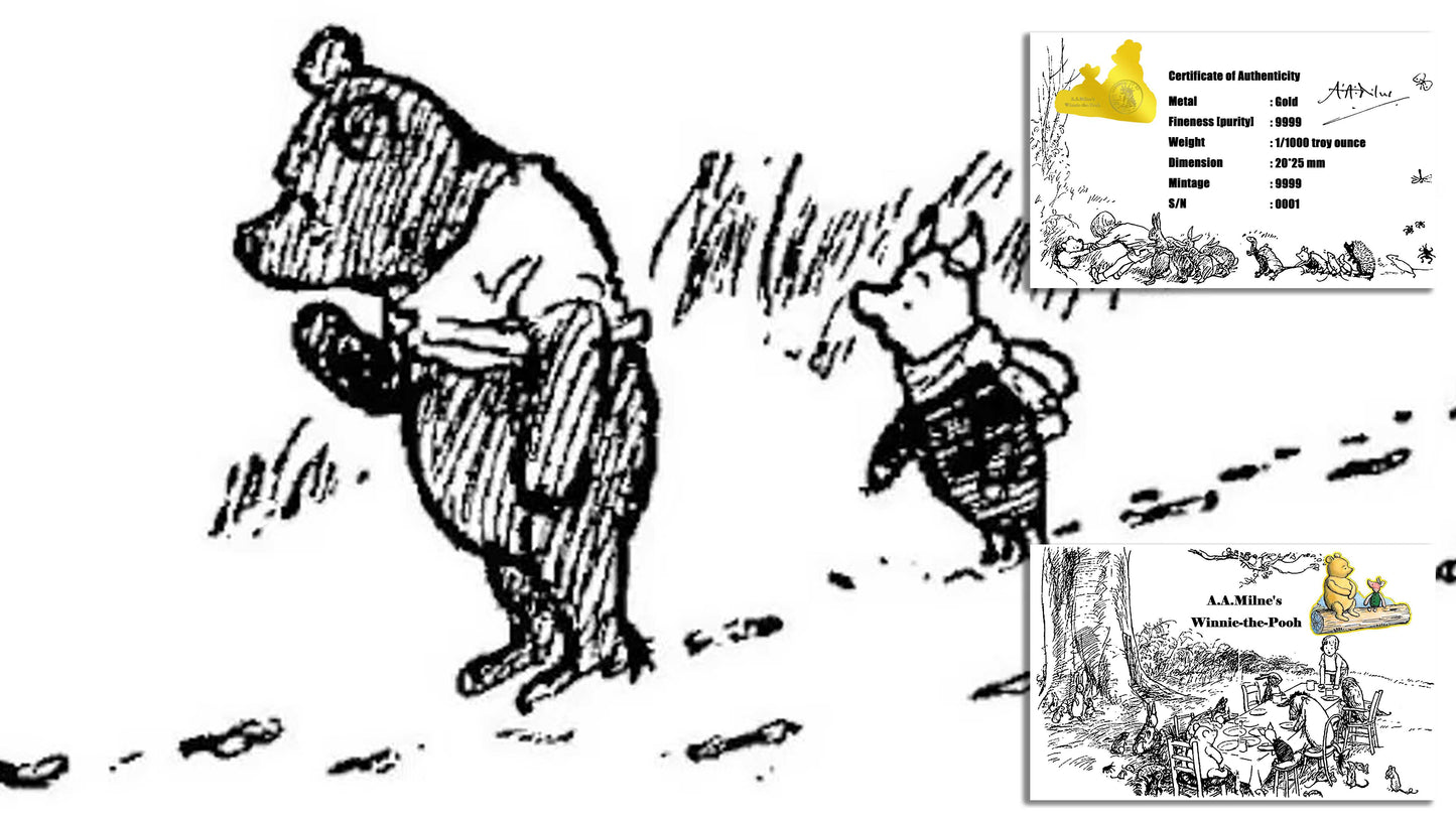 In Stock! 2025 Winnie the Pooh by A.A. Milne Colorized 1/1000 oz Gold Bar in Card