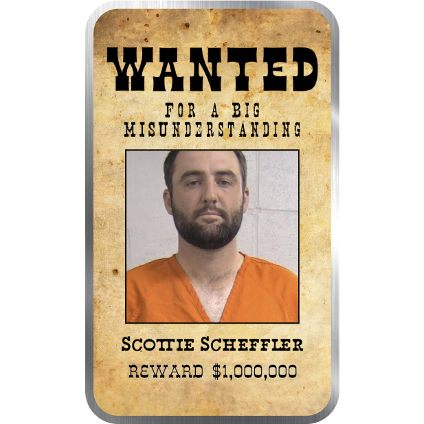 Scottie Scheffler Mugshot Colorized 1 oz Silver Bar (Order by 05/22)