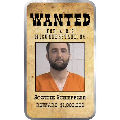 Scottie Scheffler Mugshot Colorized 1 oz Silver Bar (Order by 05/22)