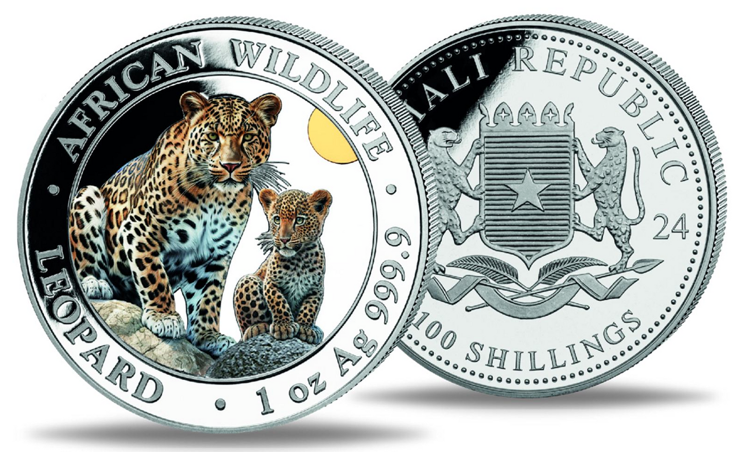 2024 Somalia Leopard Colorized 1 oz Silver Coin (07/01)