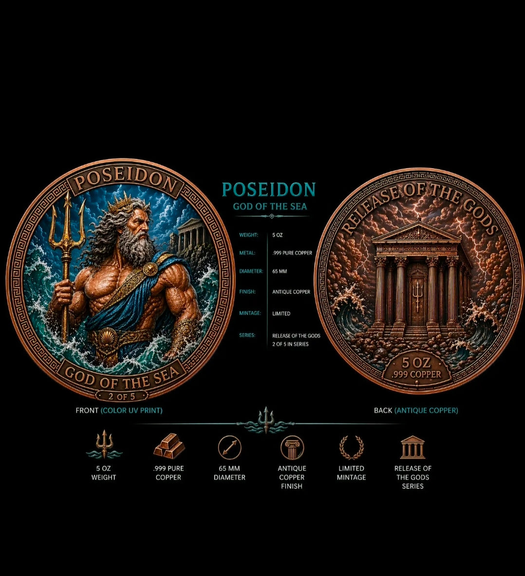 2nd in 6 Series! 🔥POSEIDON 5 OZ COPPER COMES IN CAPSULE