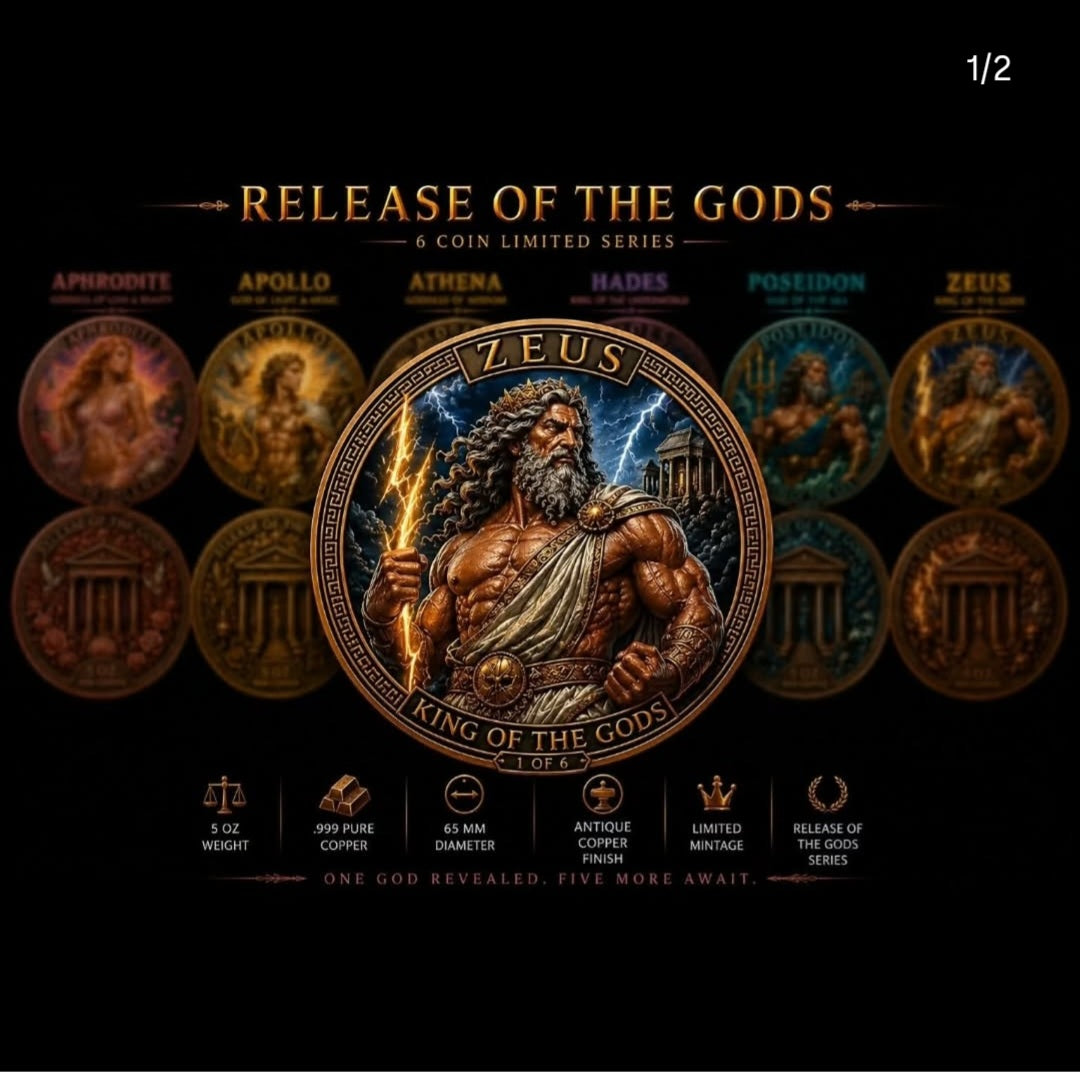 1st in 6 Series!🔥Zeus 5 OZ COPPER COMES IN CAPSULE