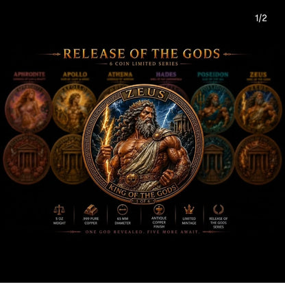 1st in 6 Series!🔥Zeus 5 OZ COPPER COMES IN CAPSULE