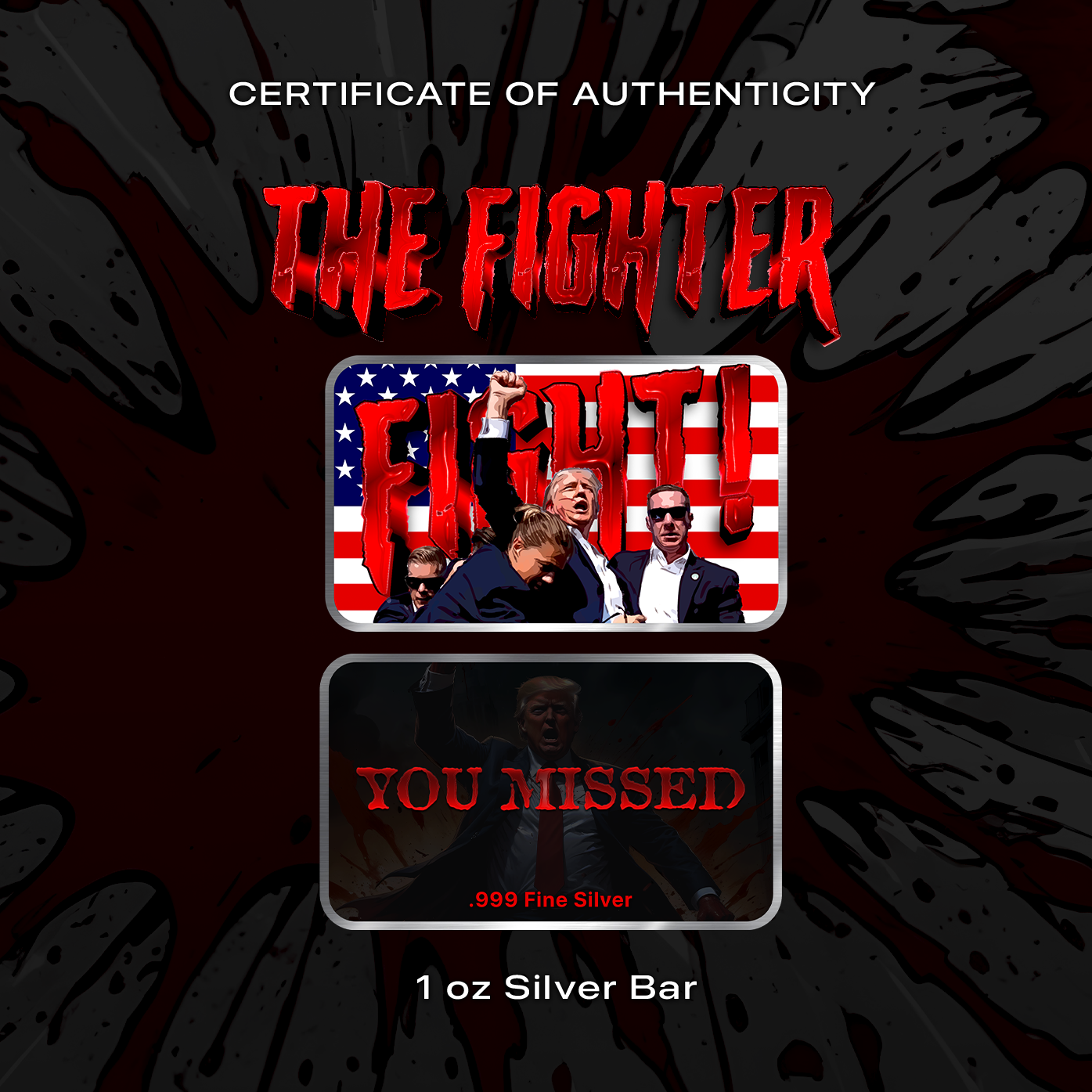 Donald Trump: The Fighter Colorized 1 oz Silver Bar Fight! (07/19)