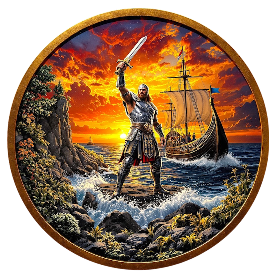 In Stock! Historic Warriors Viking Colorized 1 oz Copper Round (08/06)