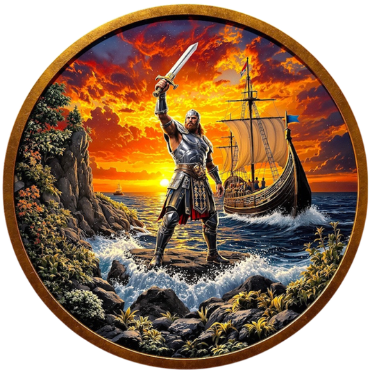 In Stock! Historic Warriors Viking Colorized 1 oz Copper Round (08/06)