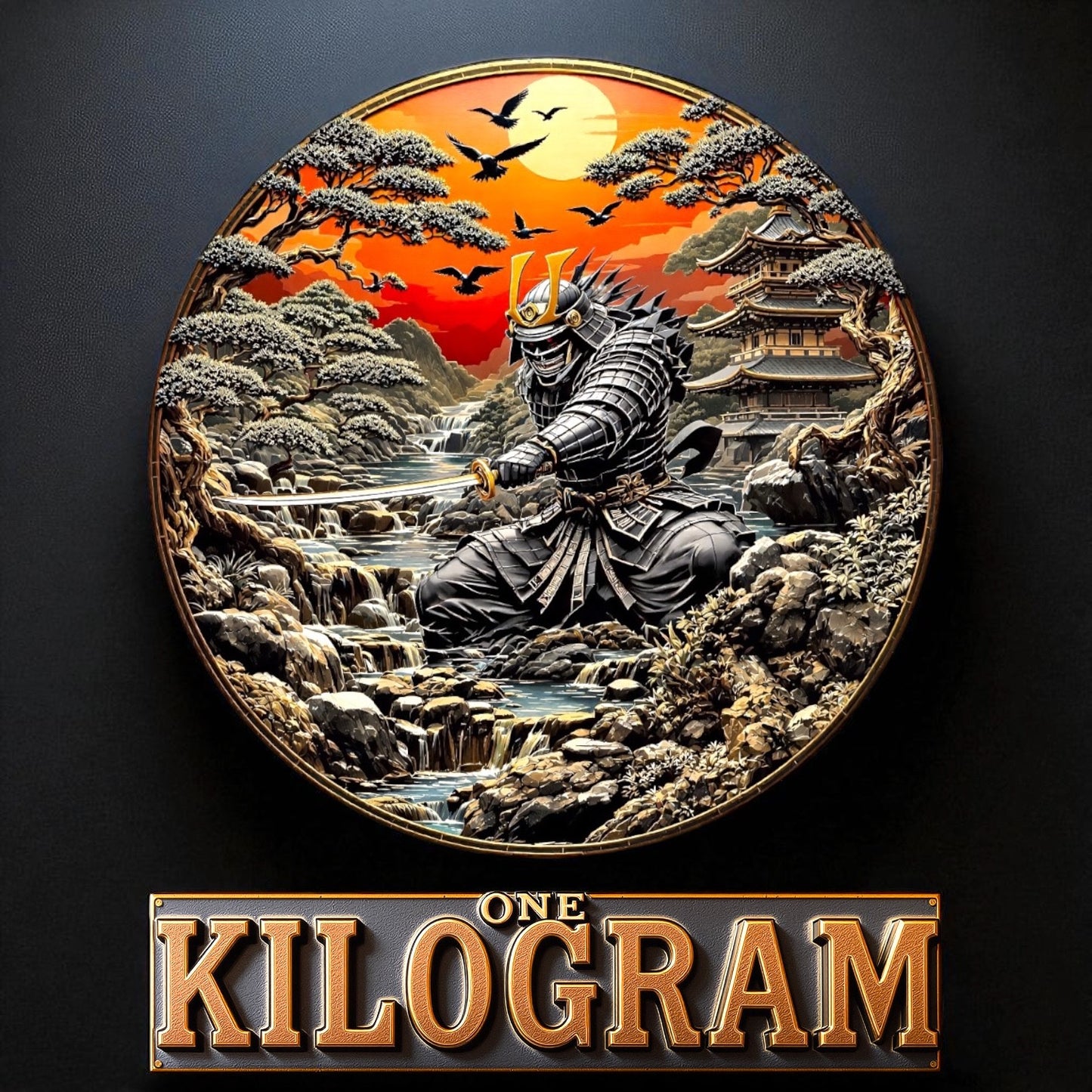 In Stock! Historic Warriors Samurai Colorized 1 Kilo Copper Round