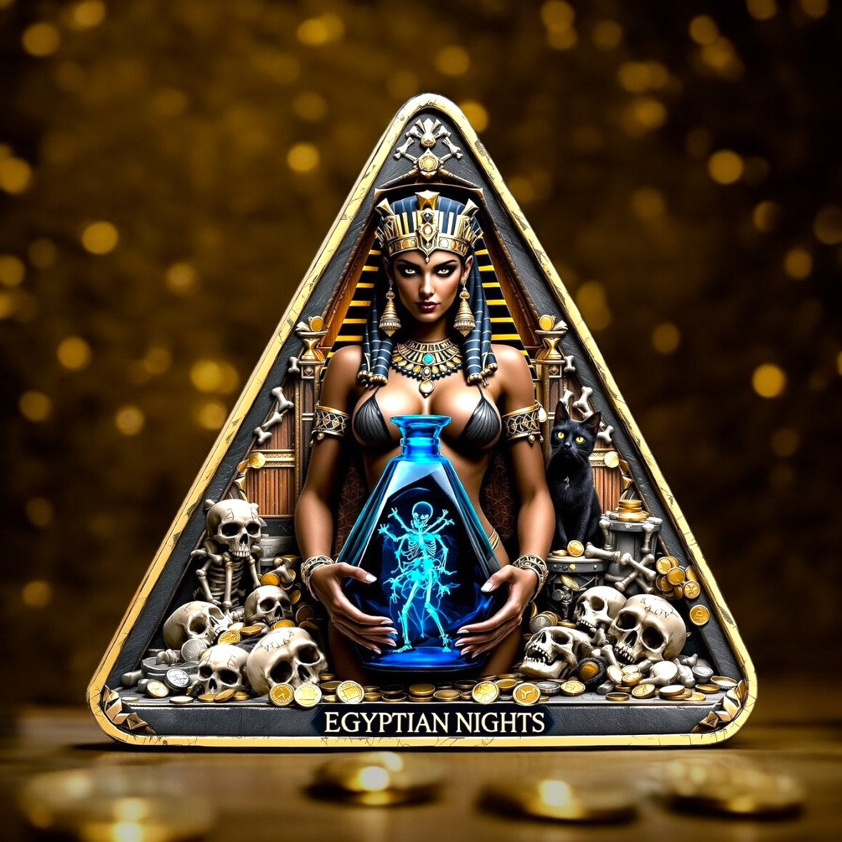 In Stock! Egyptian Nights Nefertari Triangular 1 oz Copper Medal