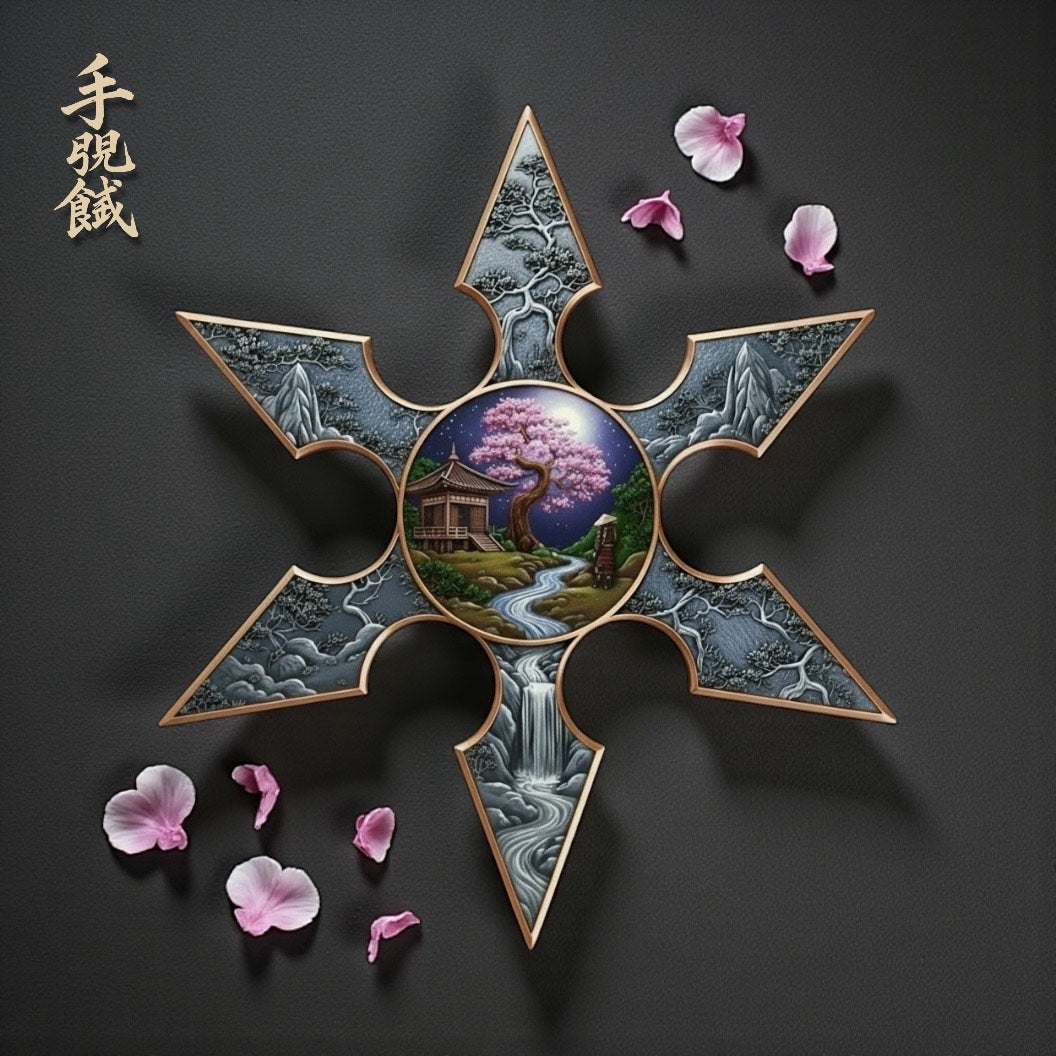 Japanese Shuriken Shaped Colorized 1 oz Copper Medal