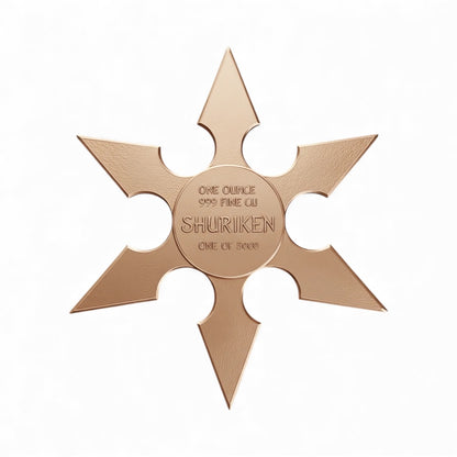 Japanese Shuriken Shaped Colorized 1 oz Copper Medal