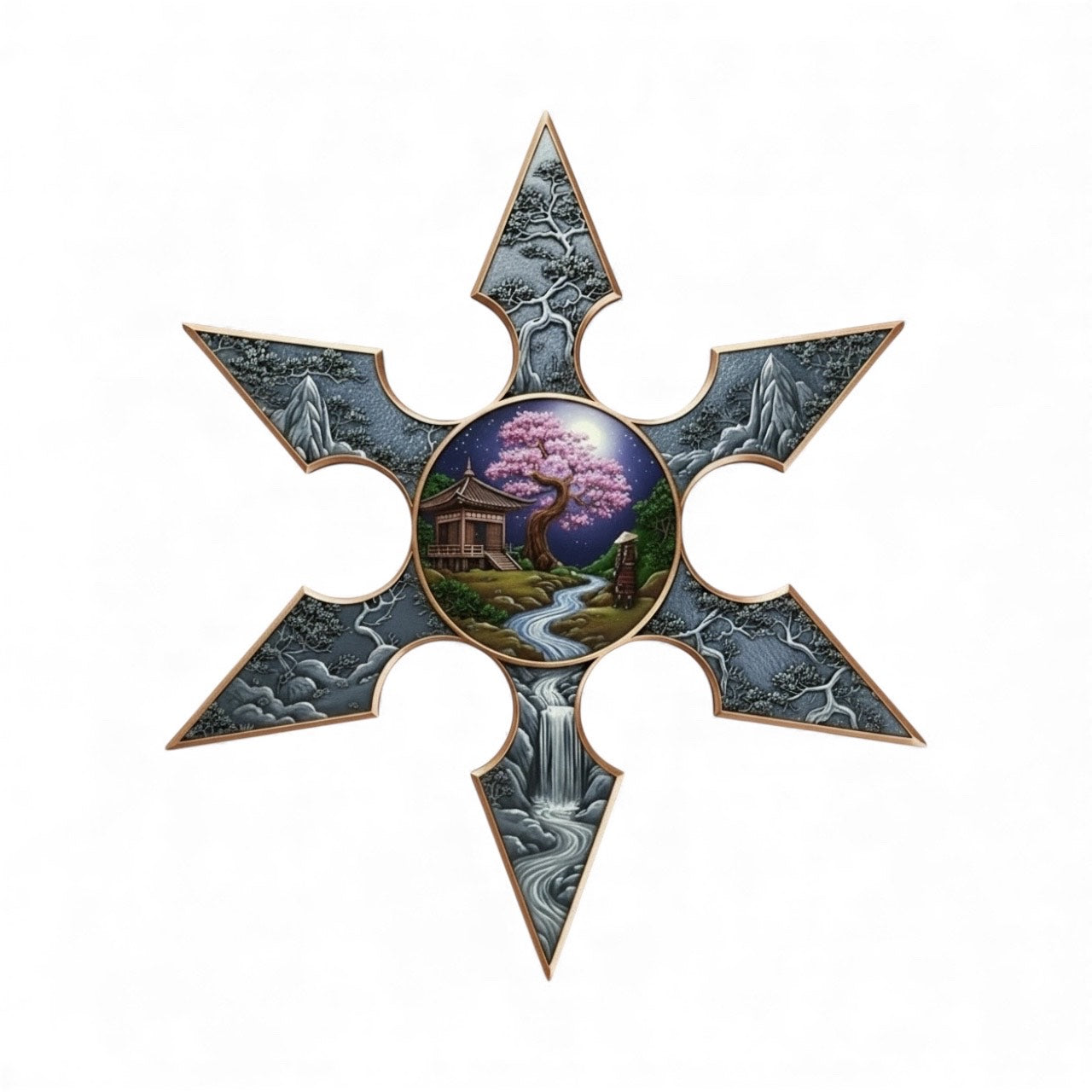 Japanese Shuriken Shaped Colorized 1 oz Copper Medal