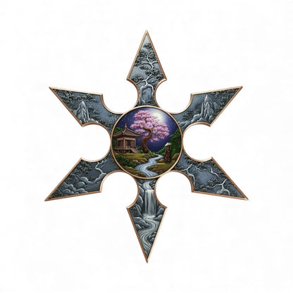 Japanese Shuriken Shaped Colorized 1 oz Copper Medal