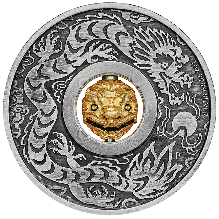 In Stock! 2024 Tuvalu Year of the Dragon Rotating Charm 1 oz Silver Coin - Options: Original Mint Packaging