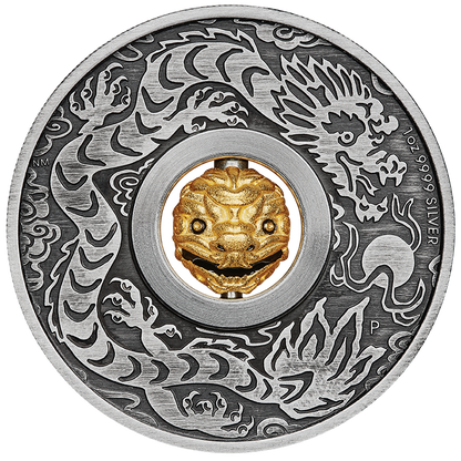In Stock! 2024 Tuvalu Year of the Dragon Rotating Charm 1 oz Silver Coin - Options: Original Mint Packaging