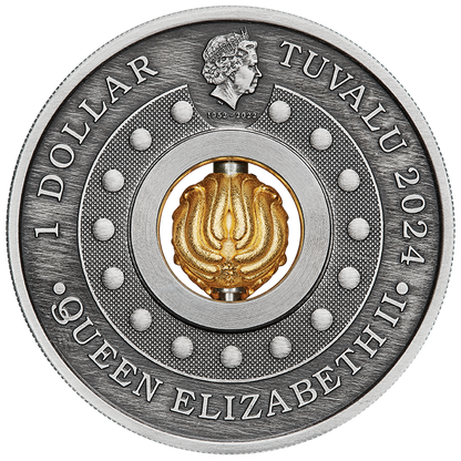 In Stock! 2024 Tuvalu Year of the Dragon Rotating Charm 1 oz Silver Coin - Options: Original Mint Packaging