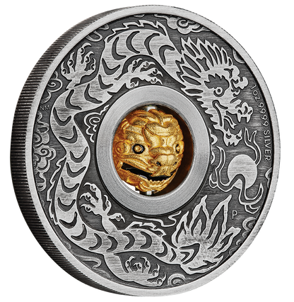 In Stock! 2024 Tuvalu Year of the Dragon Rotating Charm 1 oz Silver Coin - Options: Original Mint Packaging