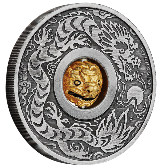 In Stock! 2024 Tuvalu Year of the Dragon Rotating Charm 1 oz Silver Coin - Options: Original Mint Packaging