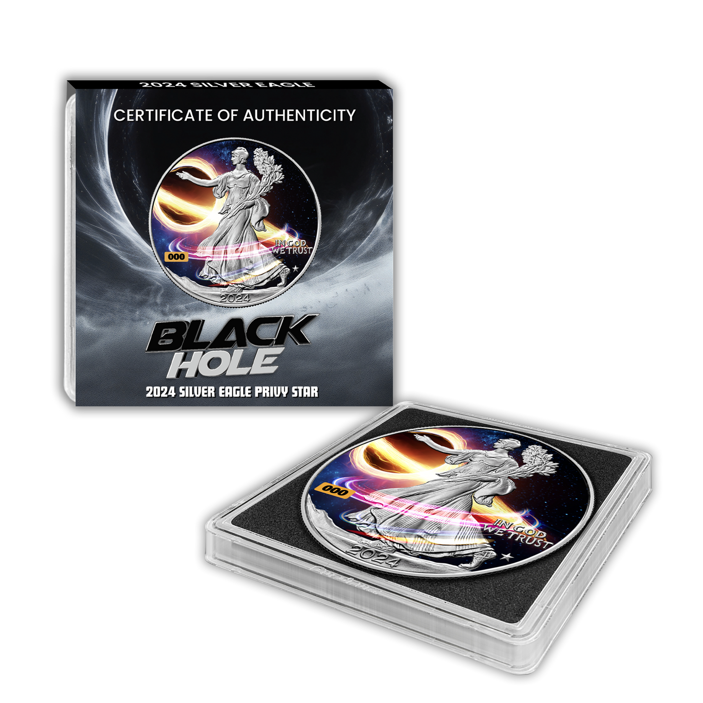 In Stock! 2024 U.S. Eagle Star Privy Black Hole Edition 1 oz Silver Coin (04/22)