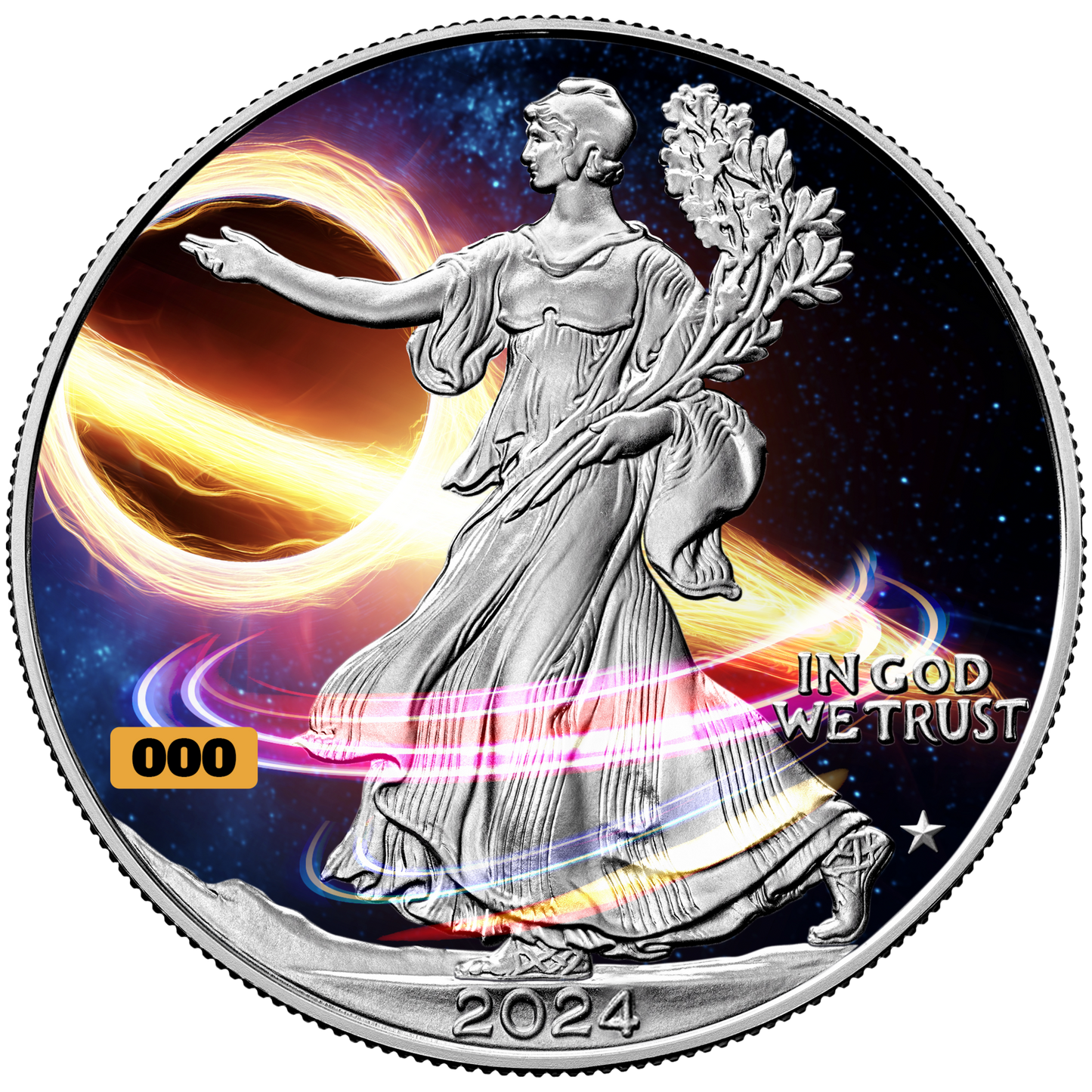 In Stock! 2024 U.S. Eagle Star Privy Black Hole Edition 1 oz Silver Coin (04/22)
