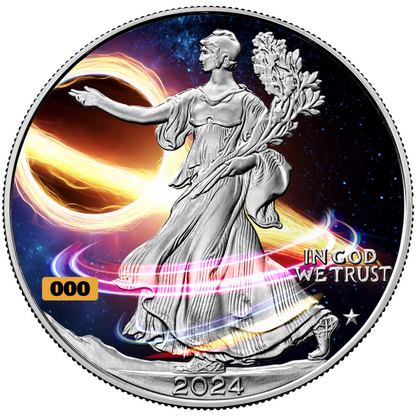 In Stock! 2024 U.S. Eagle Star Privy Black Hole Edition 1 oz Silver Coin (04/22)