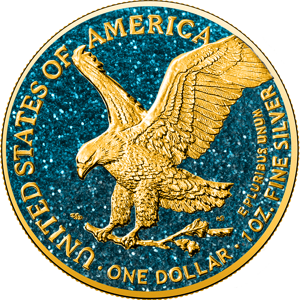 2025 U.S. Eagle Precious Gemstones Aquamarine Edition 1 oz Silver Coin (07/11)