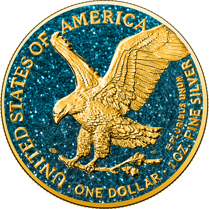 2025 U.S. Eagle Precious Gemstones Aquamarine Edition 1 oz Silver Coin (07/11)
