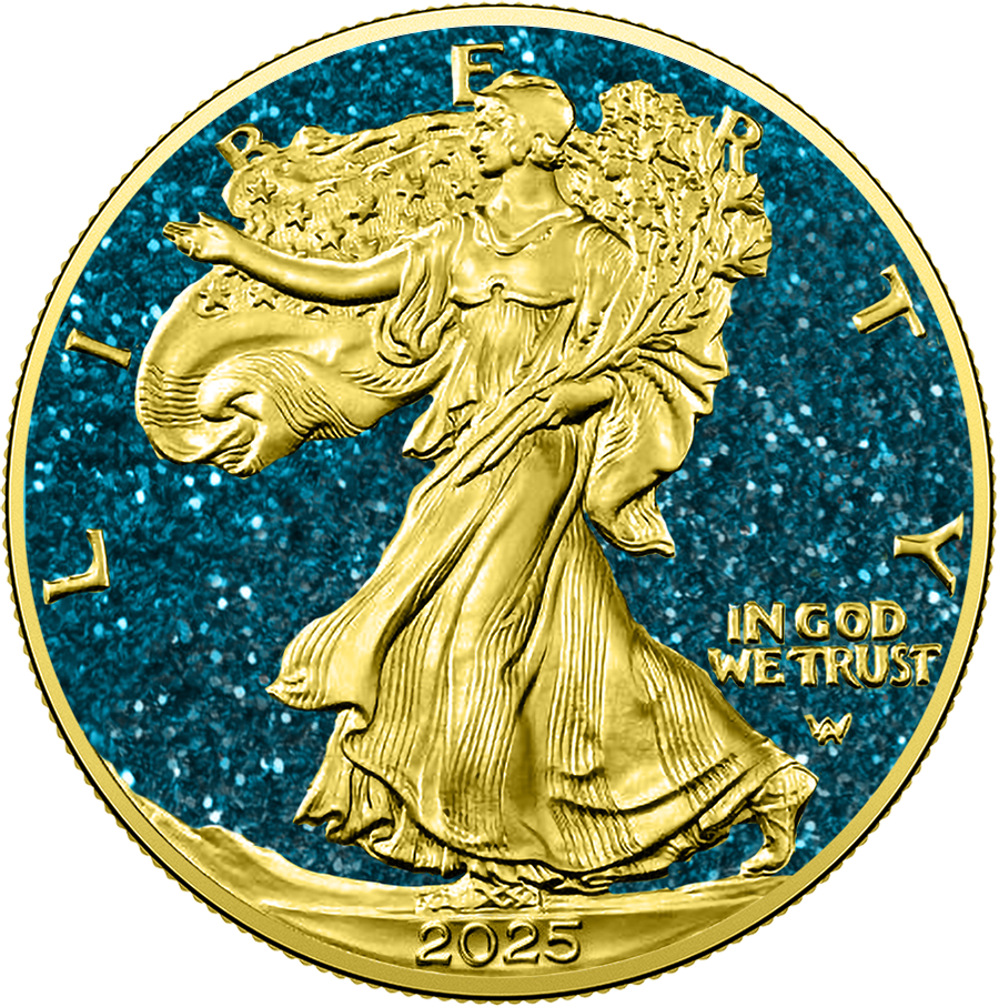 2025 U.S. Eagle Precious Gemstones Aquamarine Edition 1 oz Silver Coin (07/11)