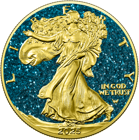 2025 U.S. Eagle Precious Gemstones Aquamarine Edition 1 oz Silver Coin (07/11)