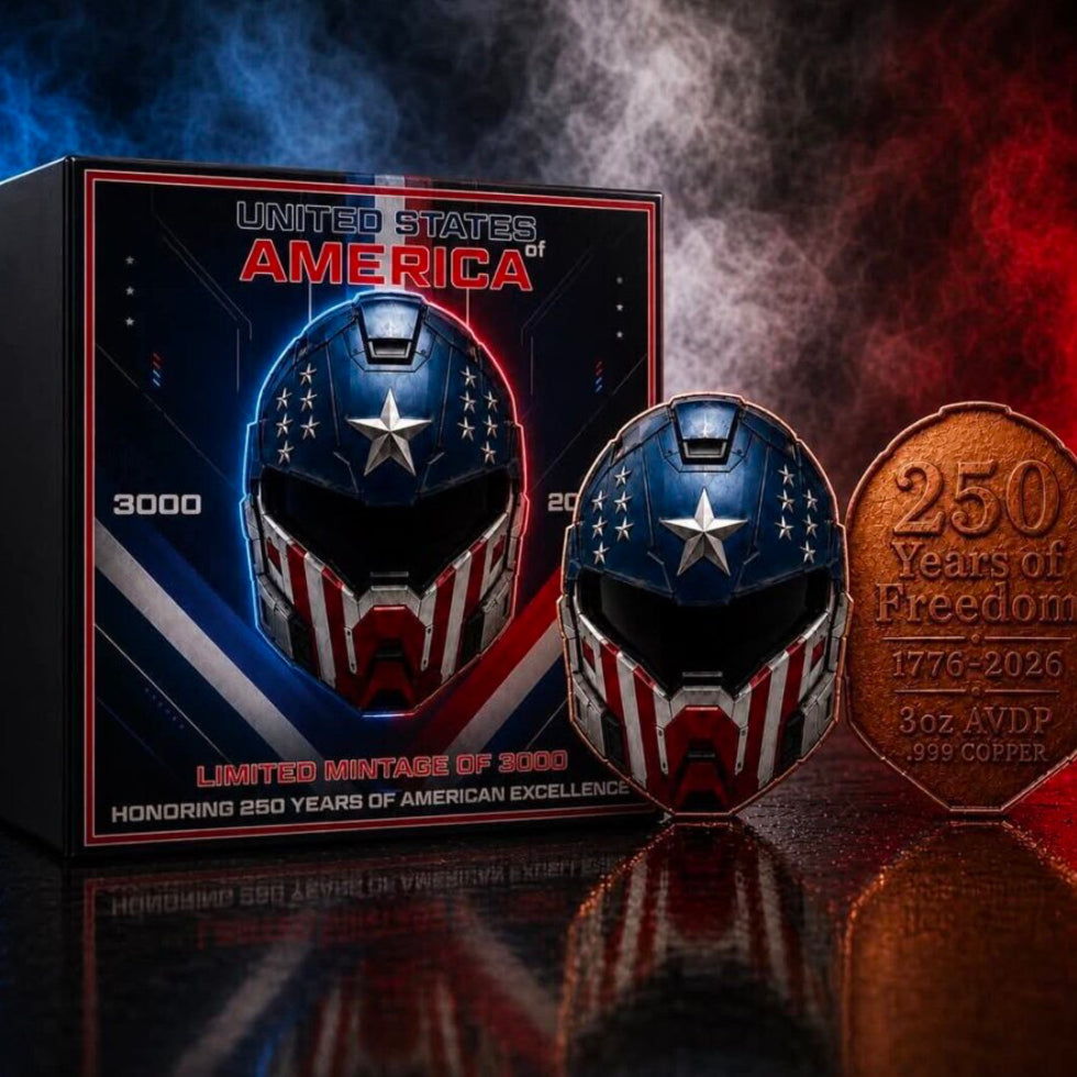 USA 250 Years Biker Helmet Colorized 3 oz Copper Medal (06/17)