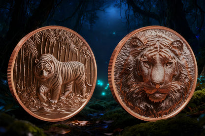 Pre-Sale: 2025 Nature Tiger Hi Relief Proof and Enhanced Finish 5oz .999 Fine Copper