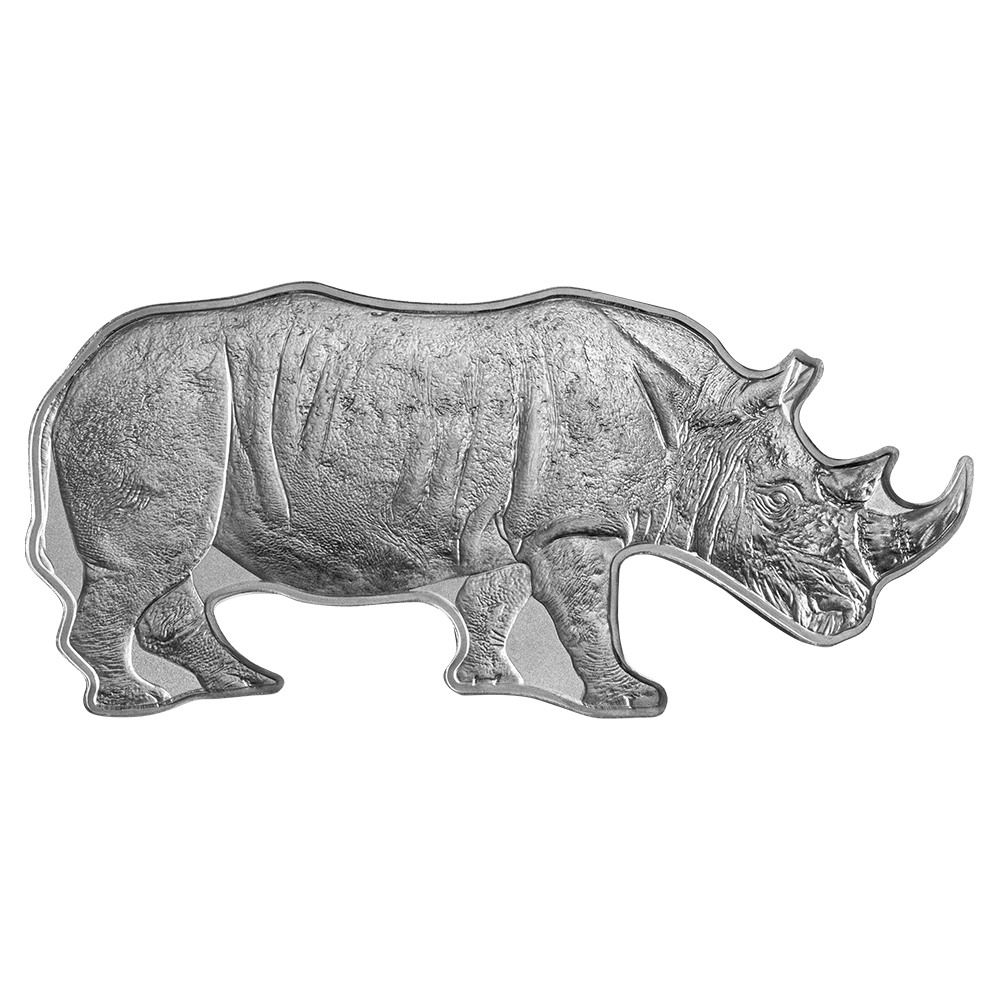 1oz Pure Silver Animals of Africa - Black Rhino Shaped Coin | PAMP