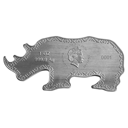 1oz Pure Silver Animals of Africa - Black Rhino Shaped Coin | PAMP