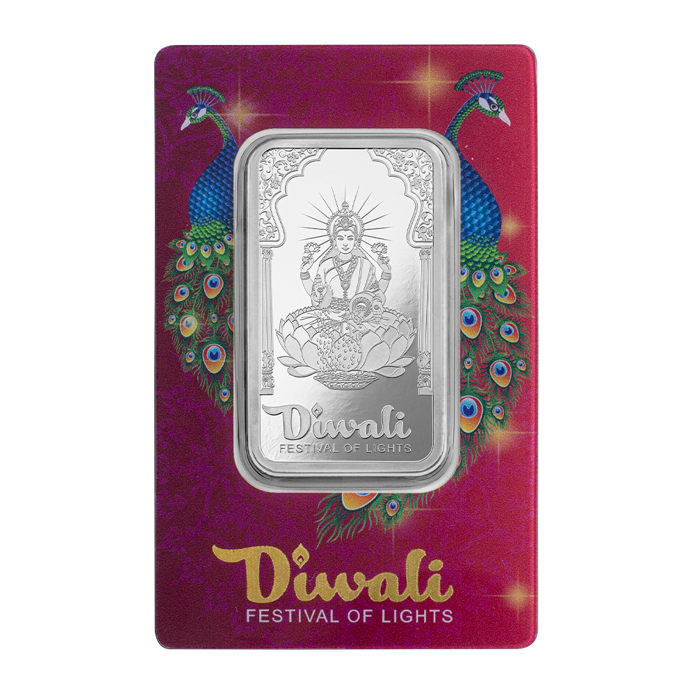 2024 Diwali - Lakshmi & Peacocks 1oz Pure Silver Bar | PAMP
