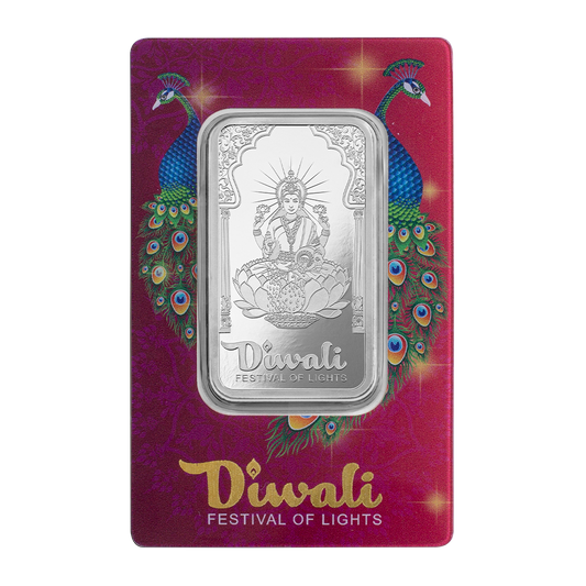 2024 Diwali - Lakshmi & Peacocks 1oz Pure Silver Bar | PAMP