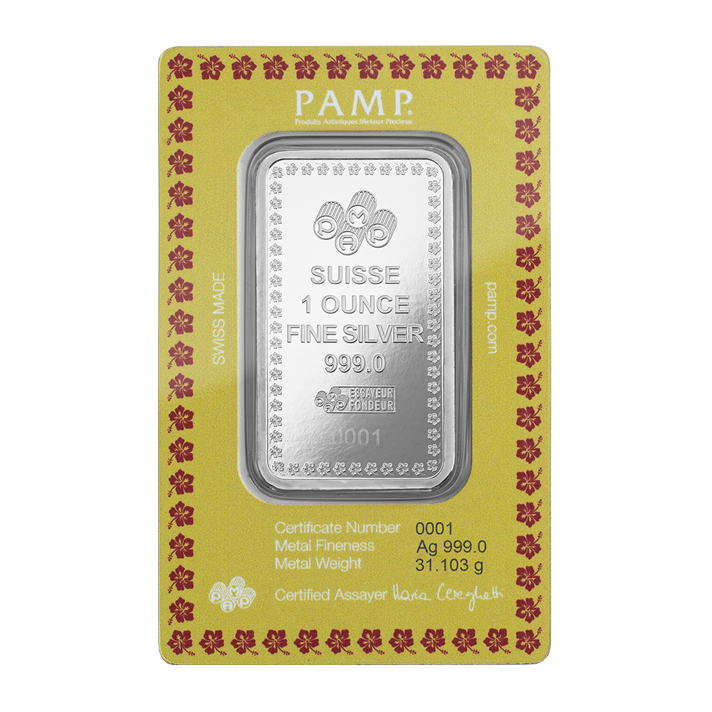 2024 Diwali - Lakshmi & Peacocks 1oz Pure Silver Bar | PAMP