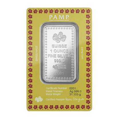 2024 Diwali - Lakshmi & Peacocks 1oz Pure Silver Bar | PAMP