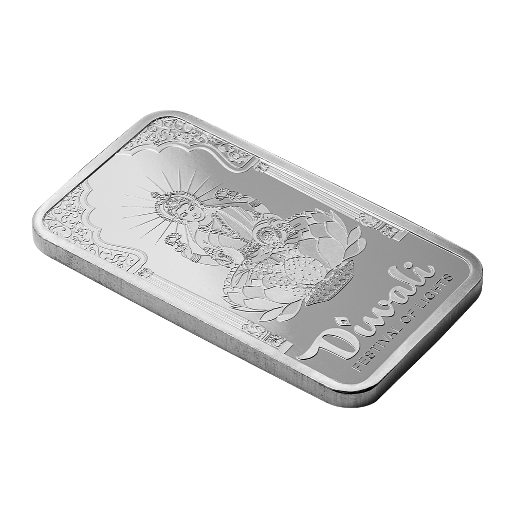 2024 Diwali - Lakshmi & Peacocks 1oz Pure Silver Bar | PAMP