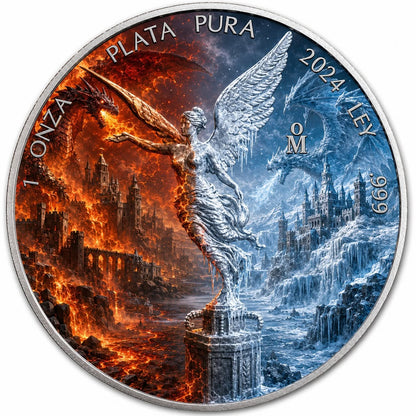 2024 Mexico Libertad Aztec Fire & Ice Dragon 1 oz Silver Coin
