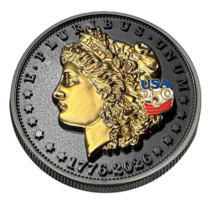 1776-2026 Morgan Dollar Tribute UHR Black Ruthenium & 24k Gold CN Round (07/03)