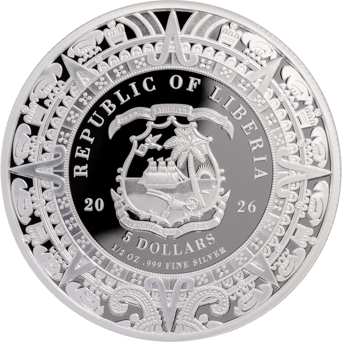 2026 Liberia Aztec Heritage Mictlantecutli 1/2 oz Silver Coin