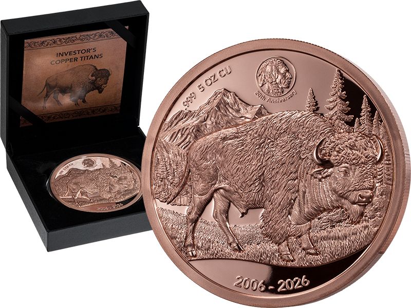 2026 Barbados Copper Titans Buffalo 5 oz Copper Coin (06/26)