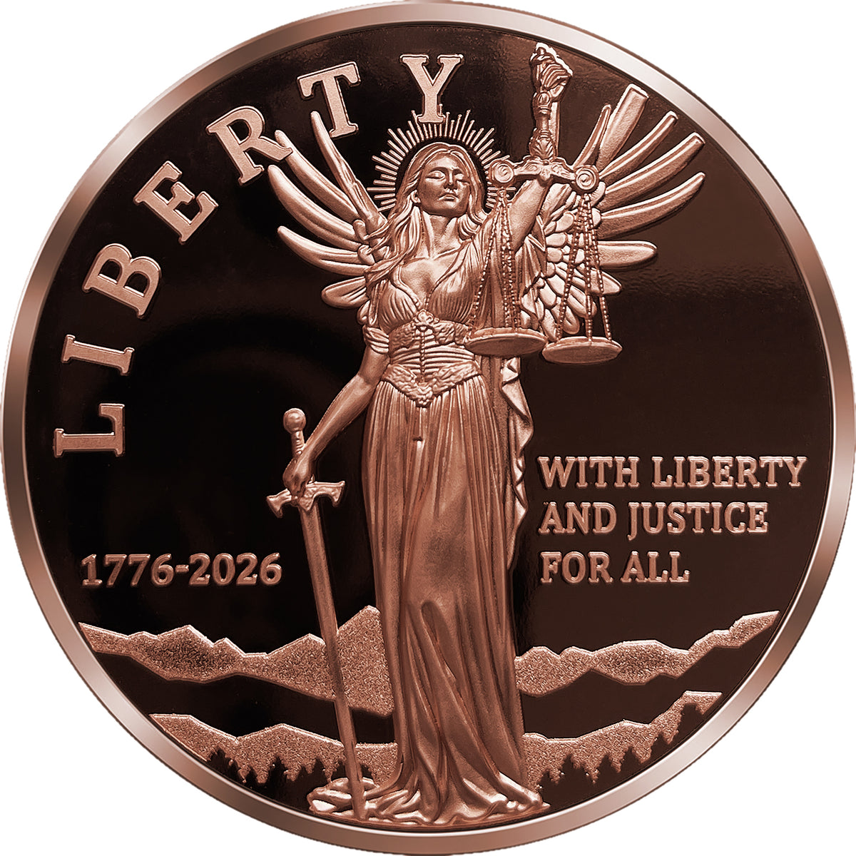 2026 Liberia Winged Liberty 5 oz Copper Coin - Capsule & COA