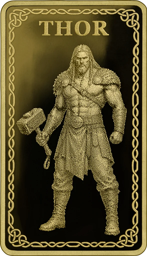 2026 Germania Gods Thor Minted 1/100 oz Gold Bar in Card