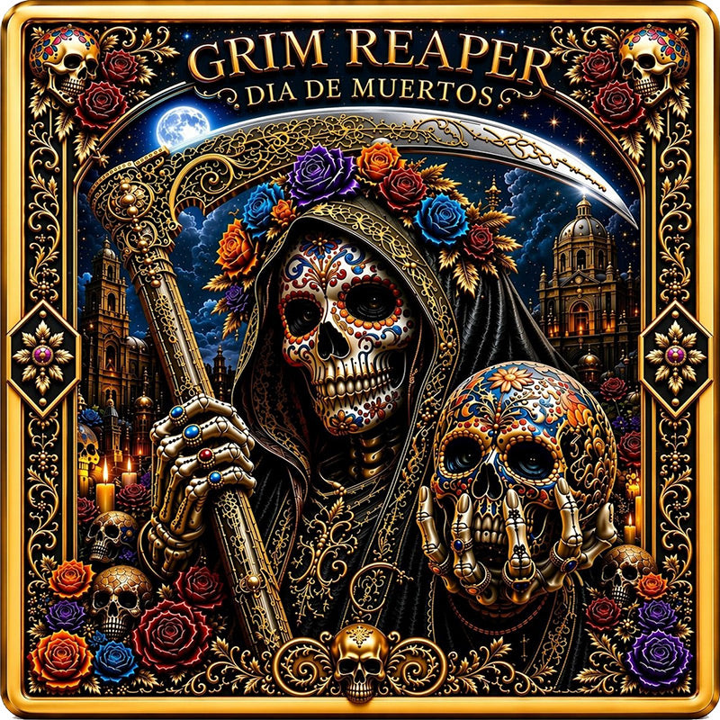 Grim Reaper Dia de Muertos 1 Kilo Copper Medal (07/08)